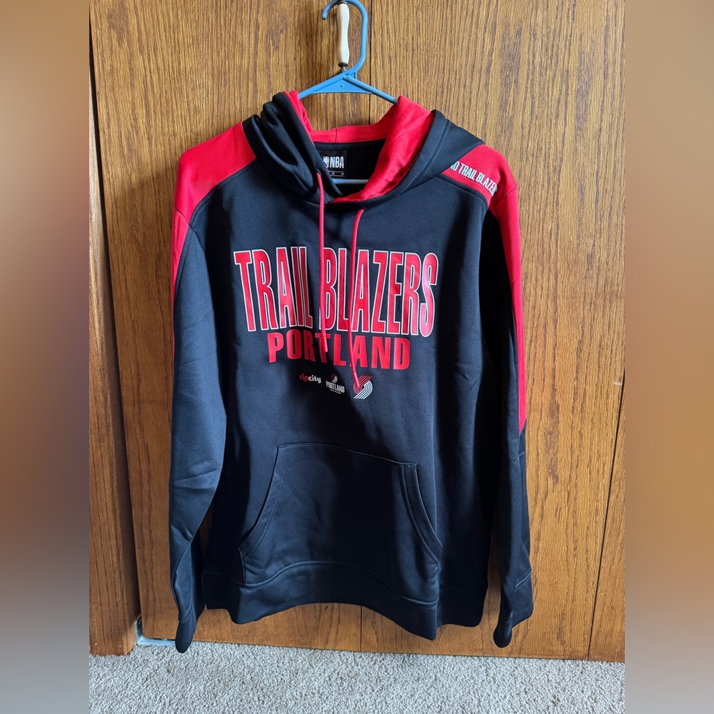 NBA Trail Blazers Black and Red Men's Hoodie
